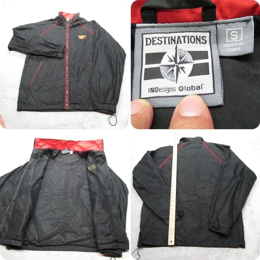 Jelly Belly Jacket Mens Small Black Water Resistant‎ Windbreaker Vendor Work